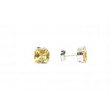 925 Sterling Silver women's Studs Earring Natural Golden Topaz Gems Stones